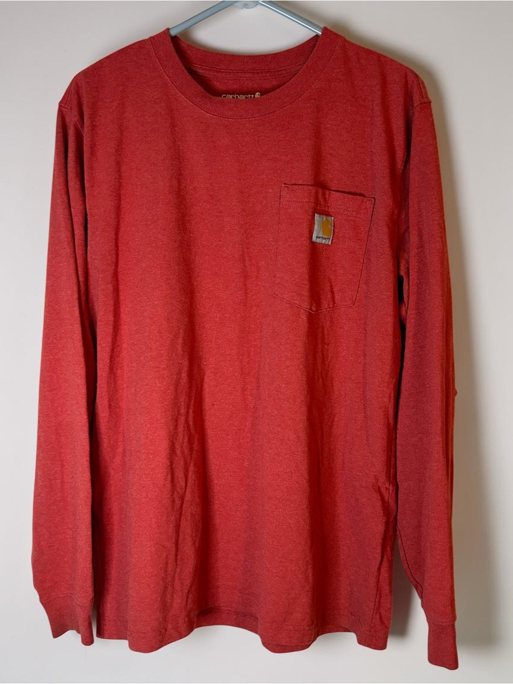 Men's Carhartt Long Sleeve Relaxed Fit Red Graphic Tee Shirt Size Medium